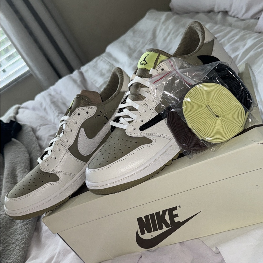 SOLD *** Travis Scott x Air Jordan 1 Low Golf 'Neutral Olive'